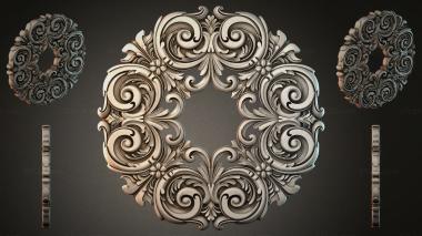 Round decor, rosettes Twisted rosette cartouche with acanthus 3d model