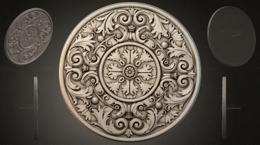 Round decor, rosettes Round rosette with swirls and a central flower 3d model