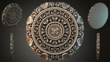 Round decor, rosettes Round rosette with concentric rings and acanthus leaves 3d model
