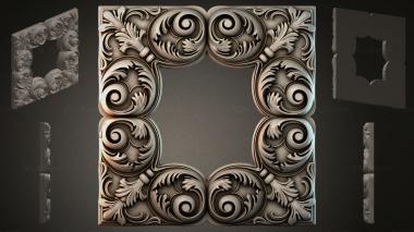 Round decor, rosettes Acanthus panel with volutes for CNC 3d model
