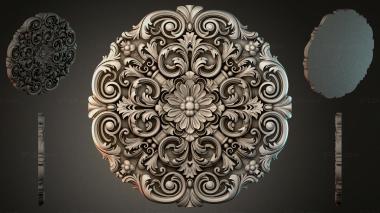 Round decor, rosettes Baroque round medallion with scrolls and a central flower 3d model