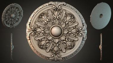 Round decor, rosettes Round ceiling rose with acanthus leaf and central sphere 3d model