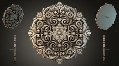 Round decor, rosettes Round panel with swirls and floral rosettes 3d model