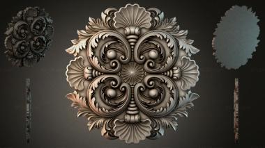 Round decor, rosettes Rocaille cartouche with scrolls and shells 3d model