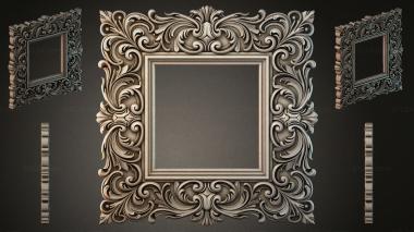 Round decor, rosettes Mirror frame with acanthus ornament and striped pilasters 3d model