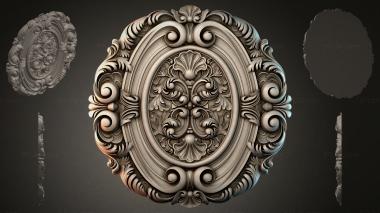 Round decor, rosettes Oval medallion with scrolls and a rosette 3d model