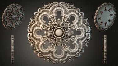 Round decor, rosettes Classic ceiling medallion with a central rosette and volutes 3d model