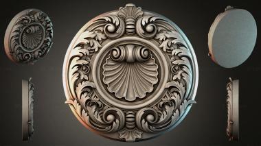 Round decor, rosettes Round rosette with basin and volutes 3d model