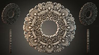 Round decor, rosettes Round carved ornament with scrolls and shells 3d model