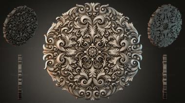 Round decor, rosettes Round rosette with symmetrical spiral curls 3d model