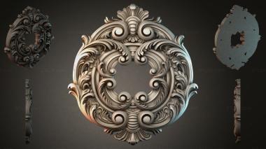 Round decor, rosettes Round rosette with volutes and a basin 3d model