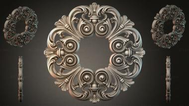 Round decor, rosettes Round ornate rosette with spirals and leaves 3d model
