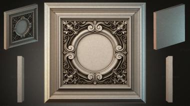 Round decor, rosettes Square medallion with volutes and a round center 3d model