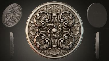 Round decor, rosettes Round rosette with volutes and shells 3d model