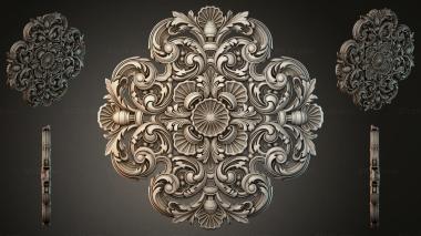 Round decor, rosettes Carved ornament with spirals and fan-shaped elements 3d model