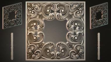 Round decor, rosettes Panel with volutes and spirals - a set of carved elements for CNC 3d model