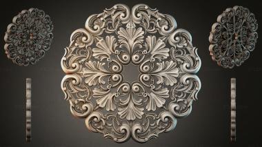 Round decor, rosettes Classic ornament with acanthus and volutes 3d model