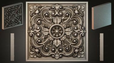 Round decor, rosettes Carved panel with a central medallion and symmetrical scrolls 3d model