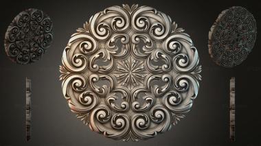 Round decor, rosettes Round rosette with volutes and leaves 3d model