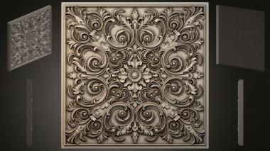 Round decor, rosettes Panel with volutes and a central flower 3d model