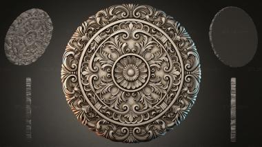 Round decor, rosettes Round rosette with acanthus scrolls and a floral center 3d model
