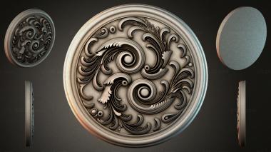 Round decor, rosettes Round rosette with volutes and spiral curls 3d model