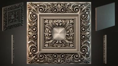 Round decor, rosettes Coffered caisson with acanthus volutes and a central rhombus 3d model