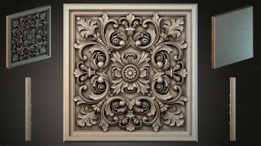 Round decor, rosettes Square panel with acanthus scrolls and a central rosette 3d model