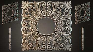 Round decor, rosettes Baroque composition with volutes and acanthus leaves 3d model