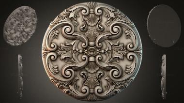Round decor, rosettes Round rosette with volutes and shells 3d model