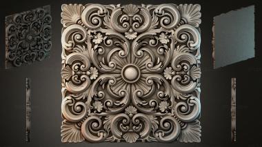 Round decor, rosettes Square rosette with volutes and hinge 3d model