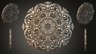Round decor, rosettes Ceiling rosette with curls and spheres 3d model
