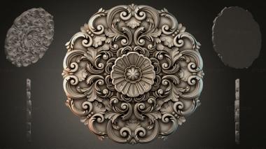 Round decor, rosettes Rosette with swirls and a central flower 3d model