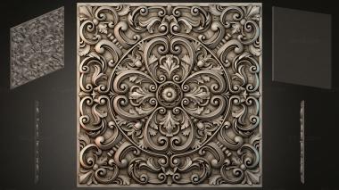 Round decor, rosettes Acanthus carved panel with scrolls and a central medallion 3d model