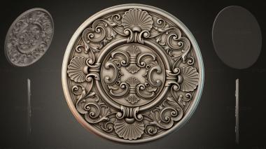 Round decor, rosettes Round rosette with volutes and shells 3d model