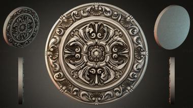 Round decor, rosettes Round ceiling rose with acanthus leaves and spirals 3d model