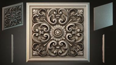 Round decor, rosettes Classic ceiling rose with spiral volutes 3d model