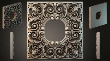 Round decor, rosettes Square frame with volutes and spirals 3d model