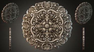 Round decor, rosettes Square rosette with swirls and leaves 3d model
