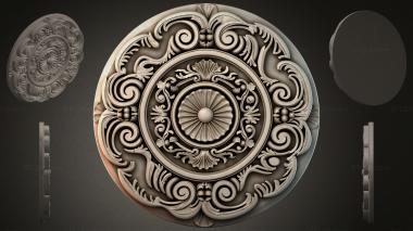 Round decor, rosettes Spiral ceiling rose with a central medallion 3d model