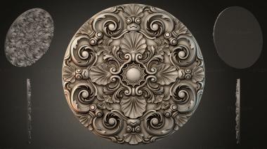Round decor, rosettes Round medallion with volutes and shells 3d model