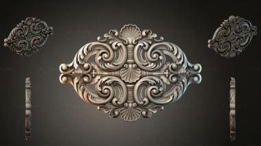 Round decor, rosettes Cartouche with scrolls and a shell 3d model