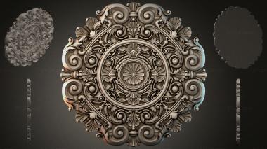 Round decor, rosettes Round rosette with volutes and radial ornament 3d model