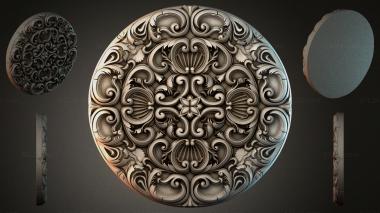 Round decor, rosettes Round medallion with a curly floral pattern 3d model