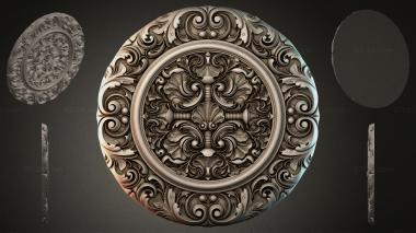 Round decor, rosettes Round medallion with symmetrical acanthus ornament and curls 3d model