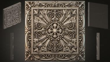 Round decor, rosettes Panel with an ornate floral pattern and swirls 3d model