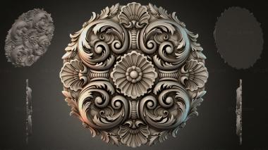 Round decor, rosettes Rosette with volutes and shells 3d model