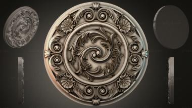 Round decor, rosettes Round medallion with spiral ornament and leaves 3d model