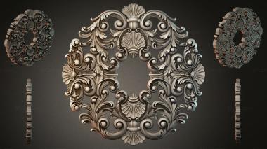Round decor, rosettes Cartouche with curling scrolls and shells 3d model