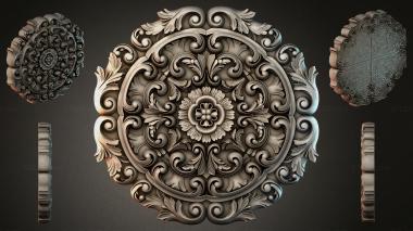 Round decor, rosettes Round rosette with acanthus scrolls and a floral center 3d model